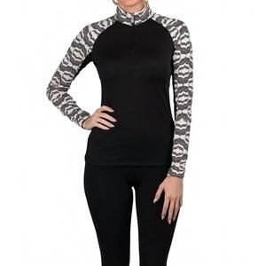 NEW KASTEL DENMARK 1/4 zip raglan long sleeve tee in black/white geometric